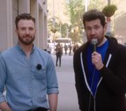 Billy Eichner asked a man on the street if he would sign a petition to remove Kevin Spacey from homosexuality and replace him with Chris Evans