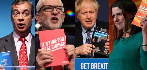 Brexit Party leader Nigel Farage, Labour leader Jeremy Corbyn, Conservative leader Boris Johnson and Lib Dem leader Jo Swinson present their General Election 2019 manifestos