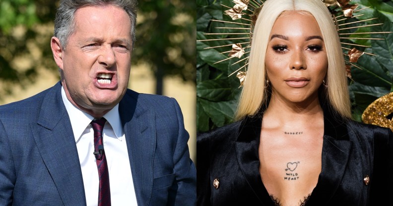 Piers Morgan (L) has called Munroe Bergdorf's comments 'gobbledygook'. (HGL/GC Images via Getty/Samir Hussein/Samir Hussein/WireImage)