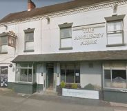 swastika inscribed on pub door