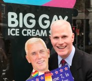 Glen Pannell, an activist and actor, has been making laps around New York City dressed as Mike Pence for years. (Twitter)