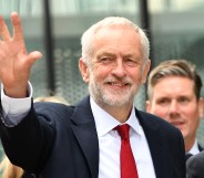 Labour Party leader Jeremy Corbyn waves as he arrives during the Labour Party conference on September 26, 2018. (Anthony Devlin/Getty Images)