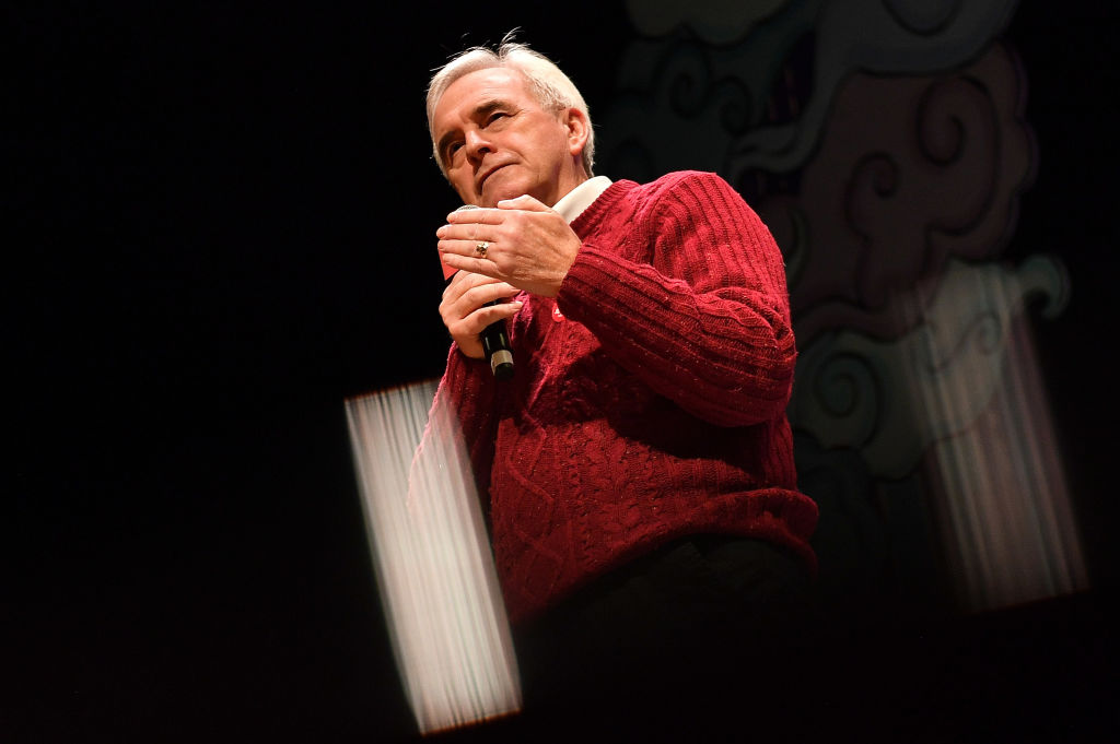 Labour Party Shadow Chancellor of the Exchequer John McDonnell attends the launch of Labour’s new charter for the arts at the theatre Royal Stratford East on November 24, 2019 in London, England. 