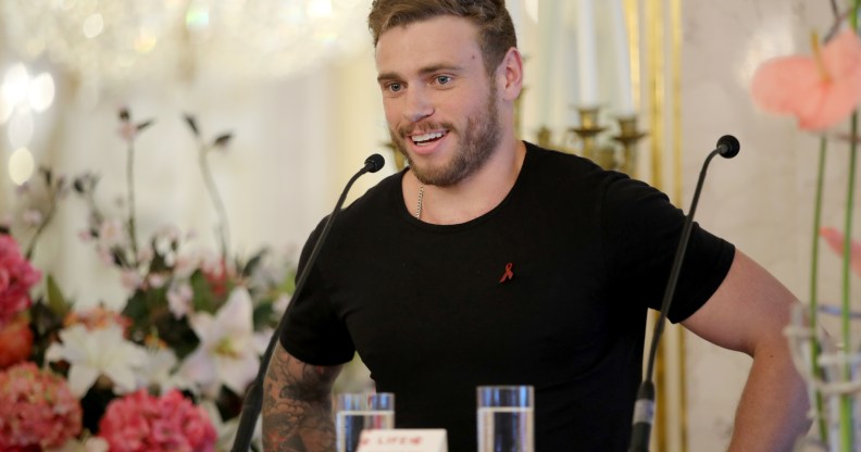 Gus Kenworthy speaks at the Life Ball 2018 international press conference at Albertina on June 2, 2018 in Vienna, Austria.