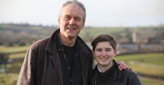 Anthony Stewart-Head with a young trans fan, Jay Hulme