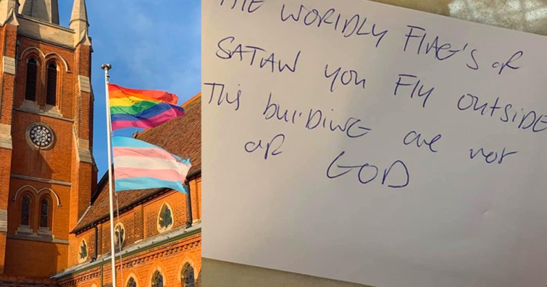 Rainbow and trans flags outside of a church told it is 'of Satan'