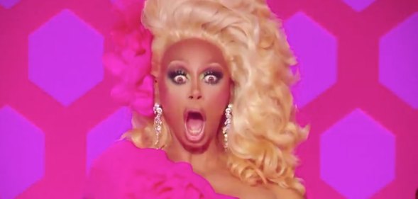 RuPaul looking shocked, mouth agape