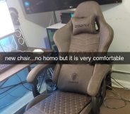 A straight man's concern that appreciating a comfortable chair would imply he's gay has gone viral on Twitter. (Twitter)