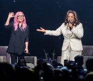 Lady Gaga and Oprah Winfrey speak during the WW (Weight Watchers Reimagined) Oprah's 2020 Vision: Your Life In Focus Tour. (Jason Koerner/Getty Images for Oprah)