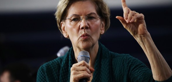 Democratic presidential candidate Sen. Elizabeth Warren speaks during a town hall event