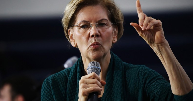 Democratic presidential candidate Sen. Elizabeth Warren speaks during a town hall event