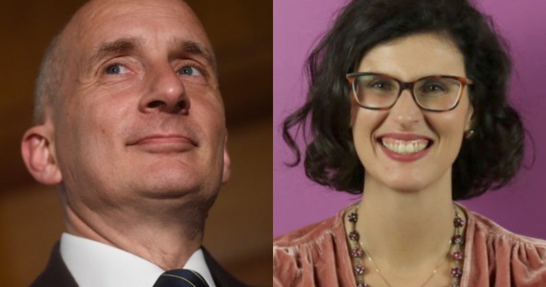 Lord Andrew Adonis (L) said there is no "story" in response to Layla Moran coming out as pansexual. (Peter Summers/Getty/PinkNews)