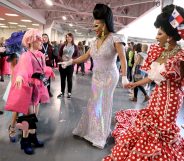 Alexis Mateo and Serena ChaCha meet a young fan also dressed in drag.