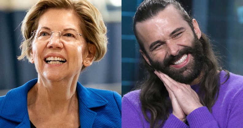 Elizabeth Warren and Jonathan Van Ness