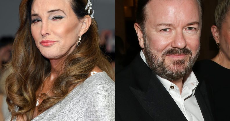 Caitlyn Jenner (L) allegedly snubbed Ricky Gervais at the National Television Awards. (Karwai Tang/WireImage/Paul Archuleta/GC Images)