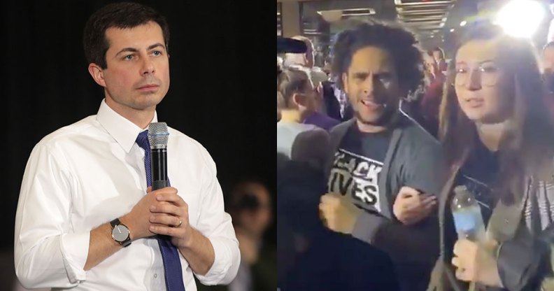 Pete Buttigieg and a Black Lives Matter protestor