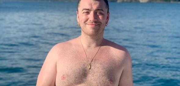 Sam Smith topless on a boat