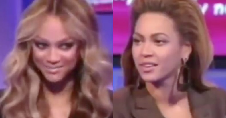 Tyra Banks is "sorry, not sorry" after her 2008 interview with Beyoncé went viral in 2020. (Screen captures via Twitter)