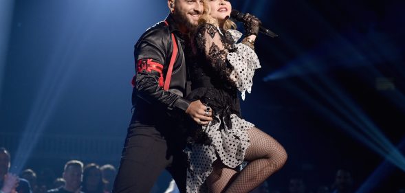 Maluma and Madonna perform onstage during the 2019 Billboard Music Awards. (John Shearer/Getty Images for dcp)