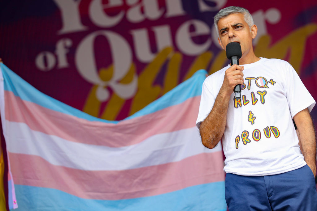 Mayor of London Sadiq Khan on stage during Pride in London 2019