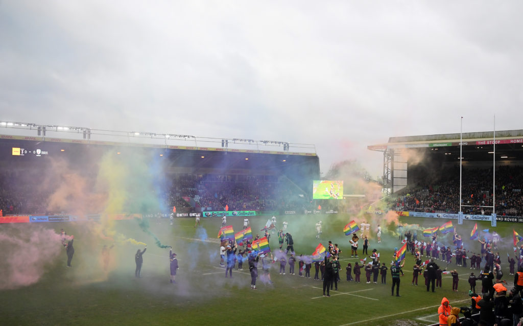 Harlequins take to the field during the Gallagher Premiership Rugby match between Harlequins and London Irish at The Stoop. (Alex Davidson/Getty Images)