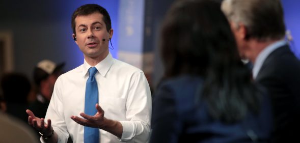 Democratic presidential candidate Pete Buttigieg was grilled by LGBT+ Twitter users for comments made during the Democratic debates. (Scott Olson/Getty Images)