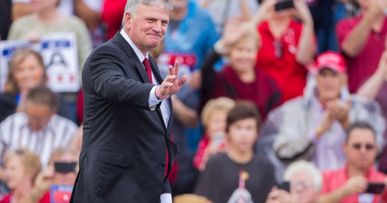 Franklin Graham takes the stage at a Trump rally