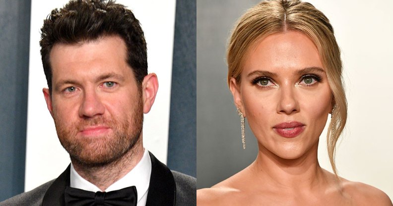 Billy Eichner and Scarlett Johansson at the Oscars