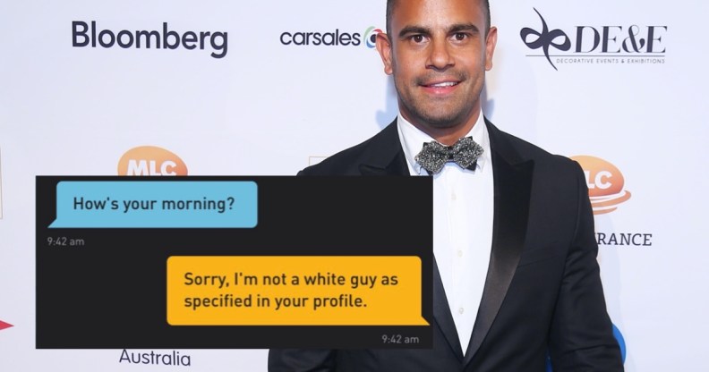 Casey Conway, who is of Aboriginal Australian descent, described an encounter with a racist preference on Grindr. (Grindr/Don Arnold/WireImage)