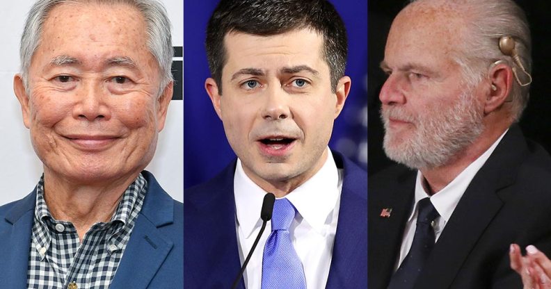 George Takei, Pete Buttigieg, Rush Limbaugh