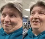 A 'homophobic' caucus-goer has gone viral for her astonishment from learning that Pete Buttigieg is gay. (Screen captures via YouTube)