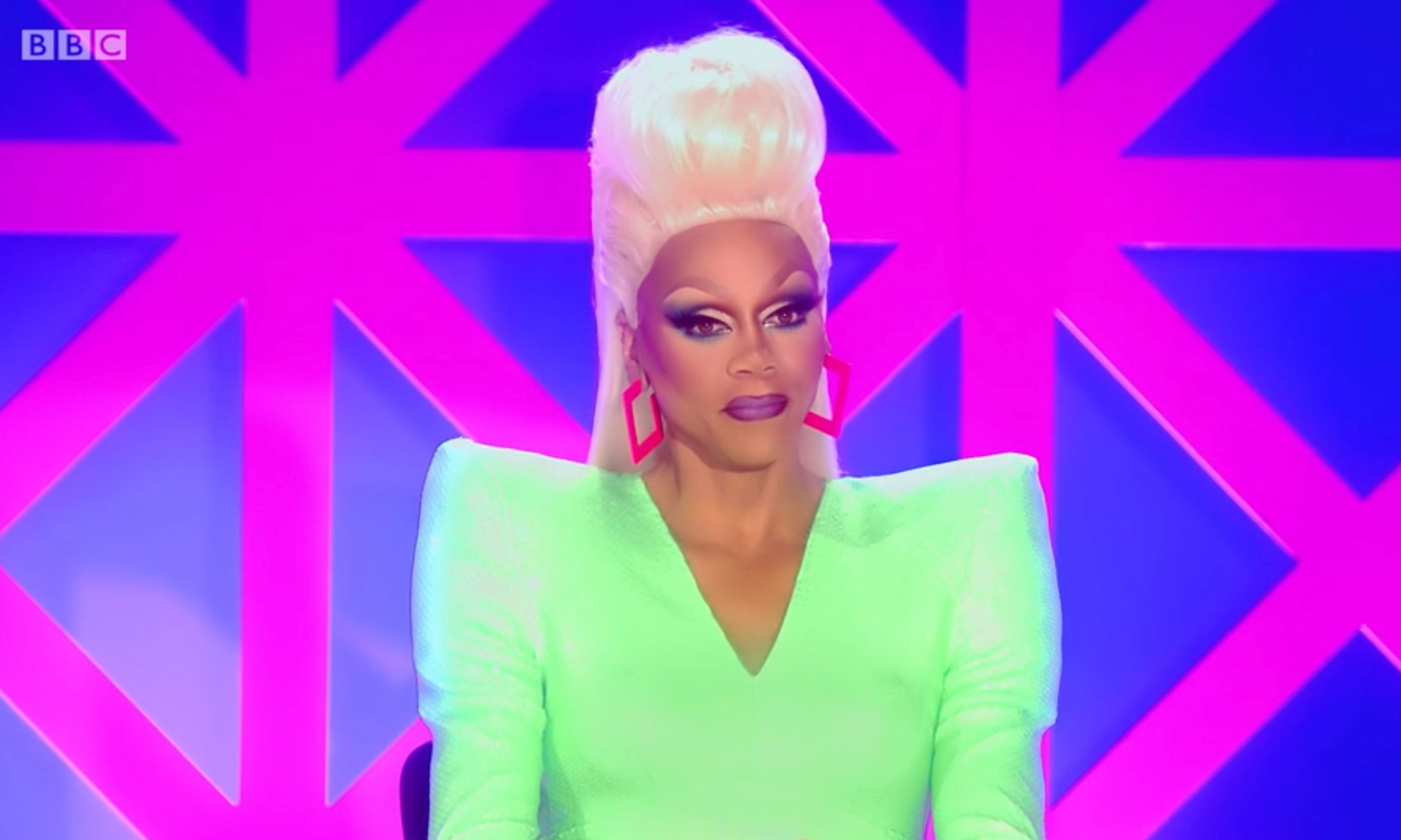 RuPaul at the Drag Race UK judging table