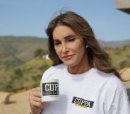 Caitlyn Jenner holding a CUPPA mug