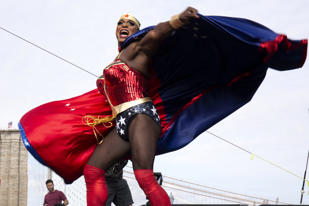 A sales boy, a DJ, a drag legend: Mona Foot perfroms onstage during Wigstock 2018 at Pier 17. (Santiago Felipe/Getty Images)