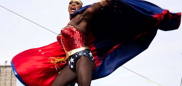 A sales boy, a DJ, a drag legend: Mona Foot perfroms onstage during Wigstock 2018 at Pier 17. (Santiago Felipe/Getty Images)