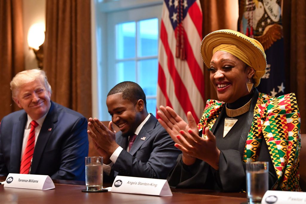 US President Donald Trump with Angela Stanton-King, far right.