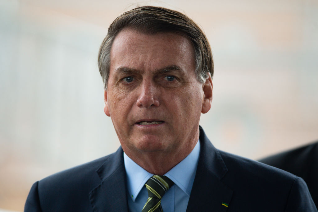 Brazilian President Jair Bolsonaro during a press conference amidst the coronavirus (COVID - 19) pandemic.