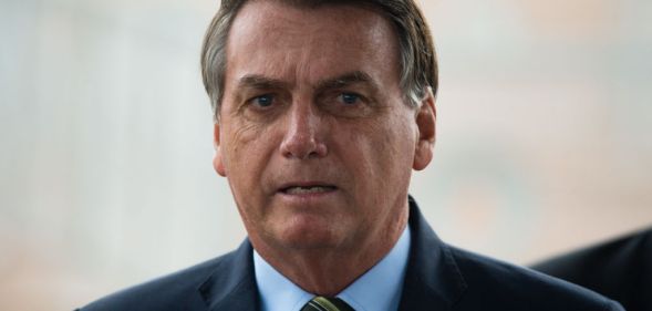 Brazilian President Jair Bolsonaro during a press conference amidst the coronavirus (COVID - 19) pandemic.