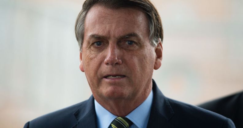 Brazilian President Jair Bolsonaro during a press conference amidst the coronavirus (COVID - 19) pandemic.