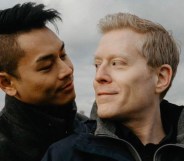 Anthony Rapp with his fiancé engagement