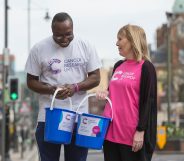 Shaking their donation buckers full of loose change with a smile, volunteers are vital for Cancer Research UK. (Cancer Research UK)