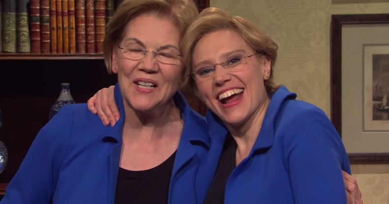 Elizabeth Warren and Kate McKinnon on Saturday Night Live