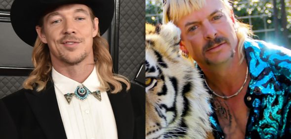 American DJ Diplo (L) wants to play Joe Exotic in an adaptation of Tiger King. ( David Crotty/Patrick McMullan via Getty Images/Netflix)