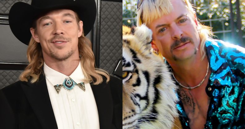 American DJ Diplo (L) wants to play Joe Exotic in an adaptation of Tiger King. ( David Crotty/Patrick McMullan via Getty Images/Netflix)