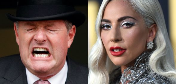 Piers Morgan (L) took to Twitter to ask why Lady Gaga as involved in a World Health Organization conference for coronavirus. ( Max Mumby/Indigo via Getty/Neilson Barnard via Getty)