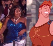 Lizzo and Harry Styles holding hands / Hercules