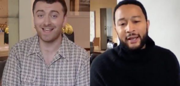 Sam Smith and John Legend joined forces for a rousing rendition of "Stand By Me". (Screen captures via Periscope)