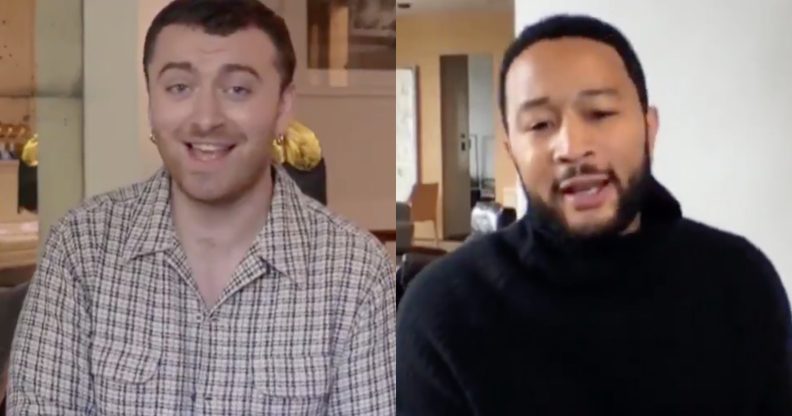 Sam Smith and John Legend joined forces for a rousing rendition of "Stand By Me". (Screen captures via Periscope)