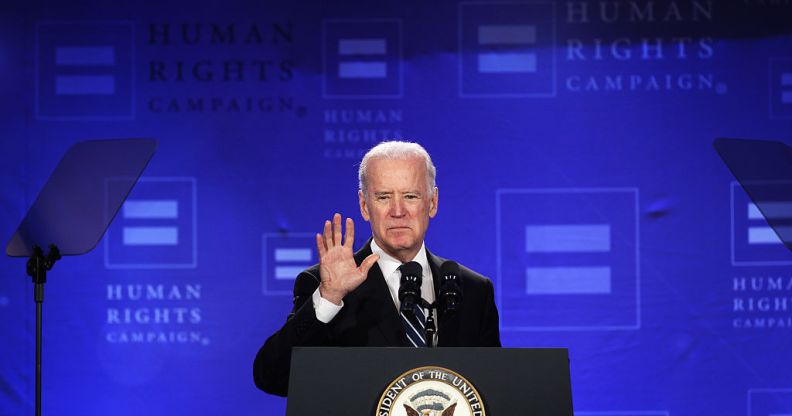 Former Vice President Joe Biden won support from the Human Rights Campaign