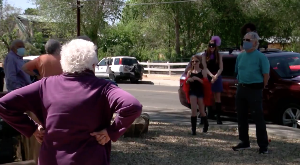 Isle Gay's family surprised her with a Lady Gaga-themed birthday parade after a planned gig was canceled by coronavirus. (Screen capture via Twitter)